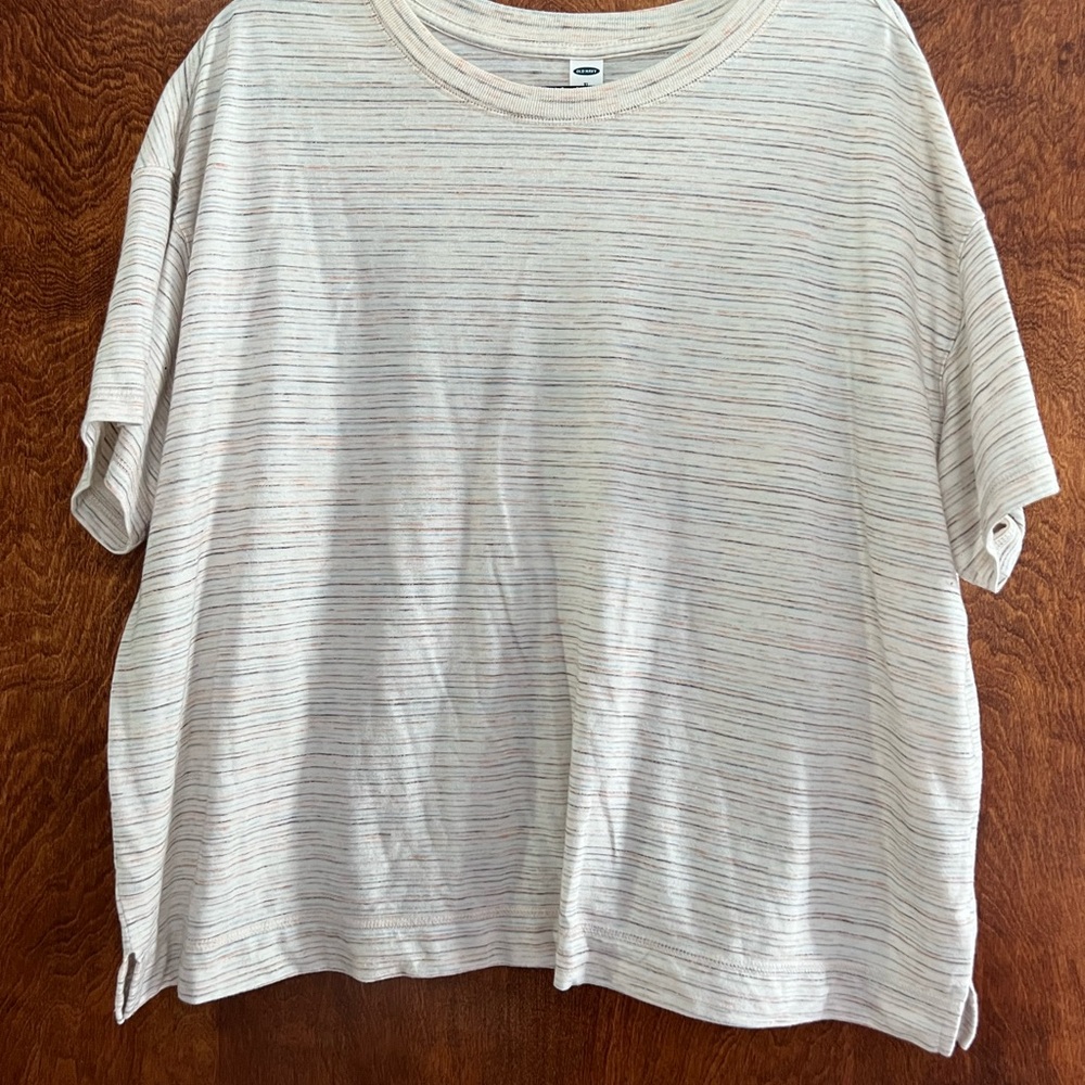 Striped Cream T-Shirt XL NWOT